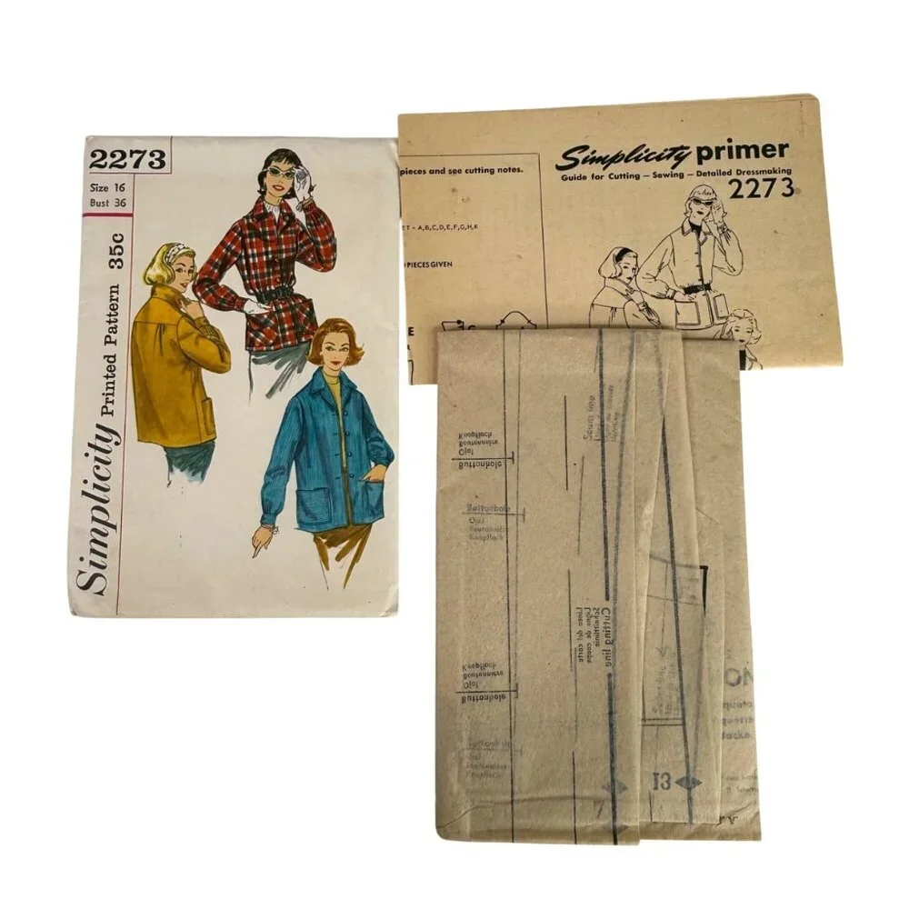 50s VTG Simplicity Pattern 2273 Misses Casual Jacket Size 16 Bust 36 Suburbanite